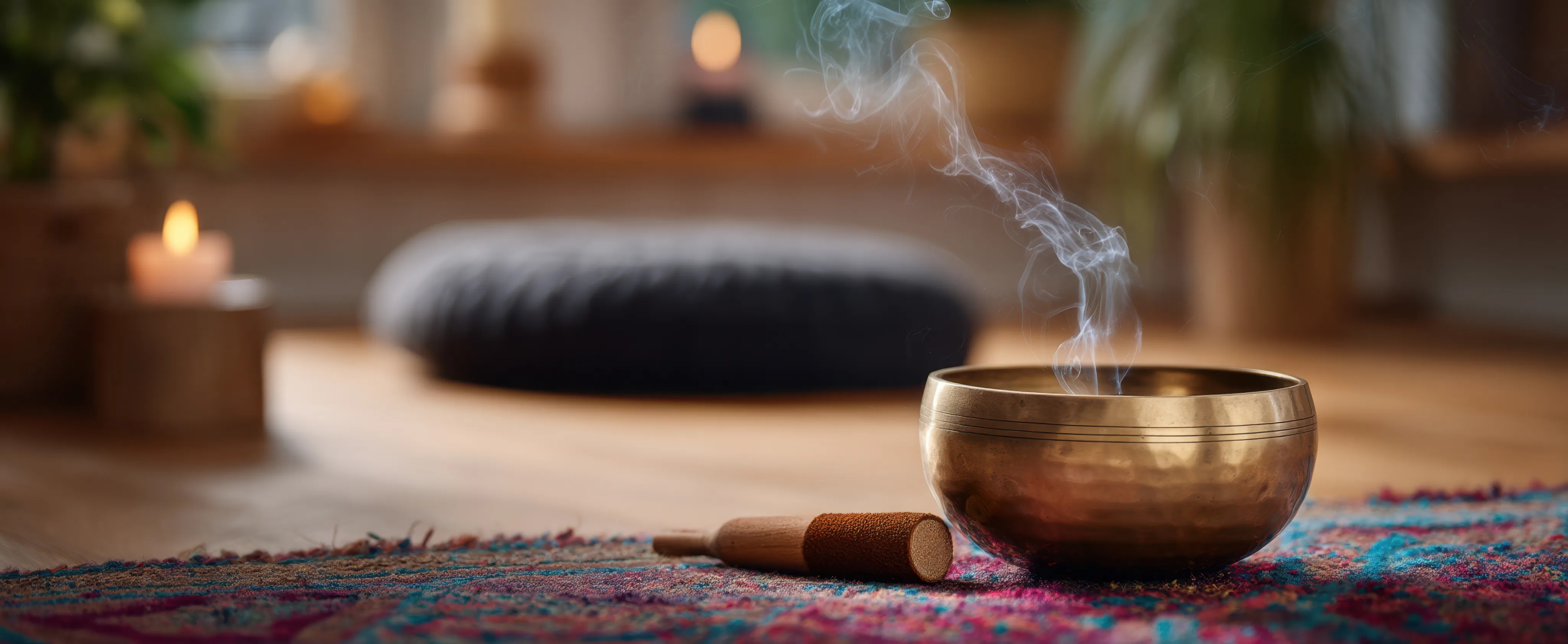 Cuenco tibetano sobre un tapete